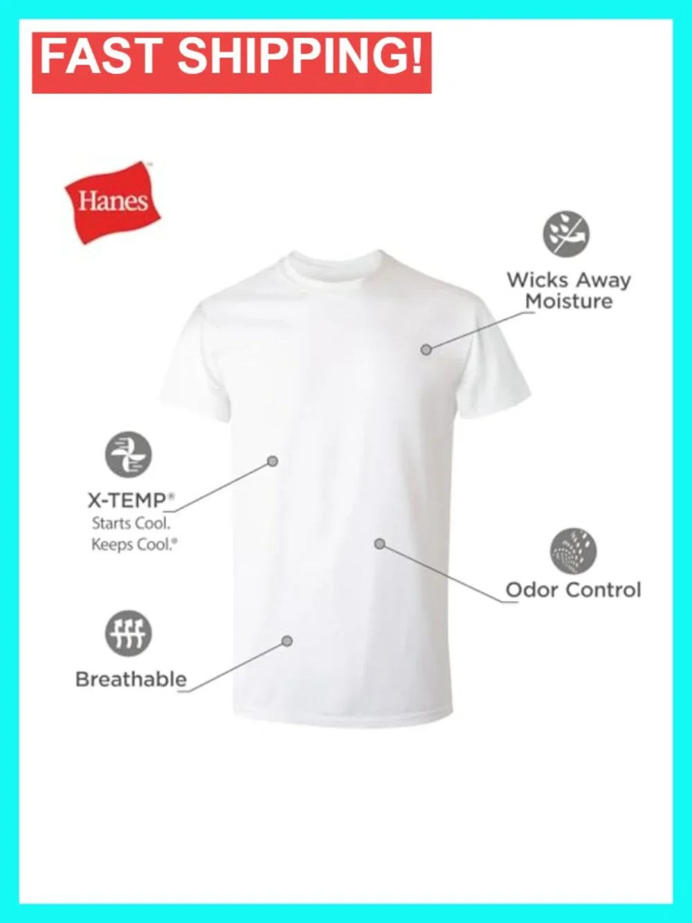 Men's Moisture-Wicking Performance Undershirt, Crewneck, 5-Pack